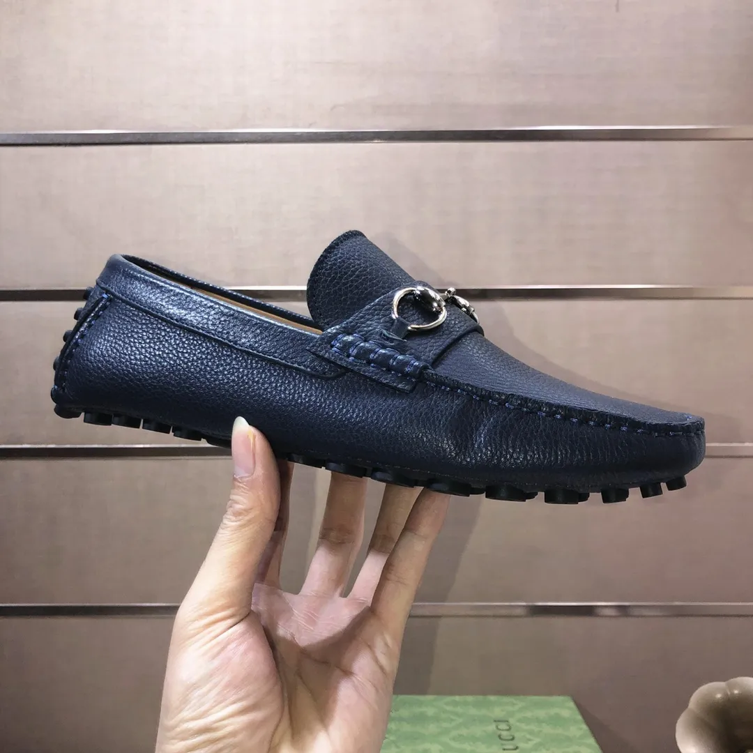 Men's Men's Shoes💰420💰[Gucci GUCCI] (High-end Niuli) New 🍀Gucci*-Gucci Peas Shoes! Made of imported original cowhide, the inner top layer is comfortable cowhide lining! Original wear-resistant rubber outsole! High quality products! Code number 38-44!